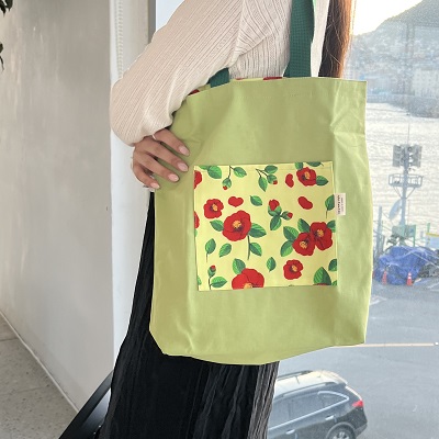 동백무늬 양면 기본 에코백_연두 대표이미지 섬네일