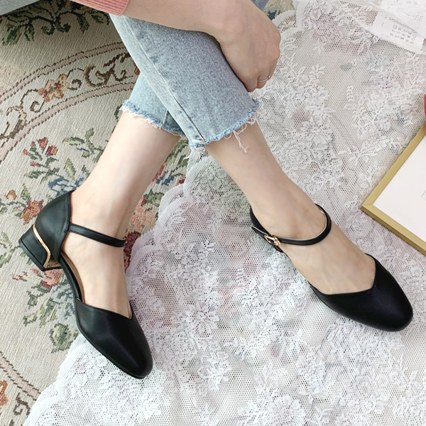 편안한 데일리슈즈 V라인 포인트 메리제인 3센치굽