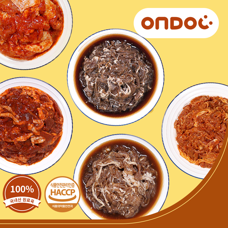 [온도씨]국내산 춘천닭갈비/오리주물럭/소불고기/돼지불고기 5팩 모음전 대표이미지 섬네일