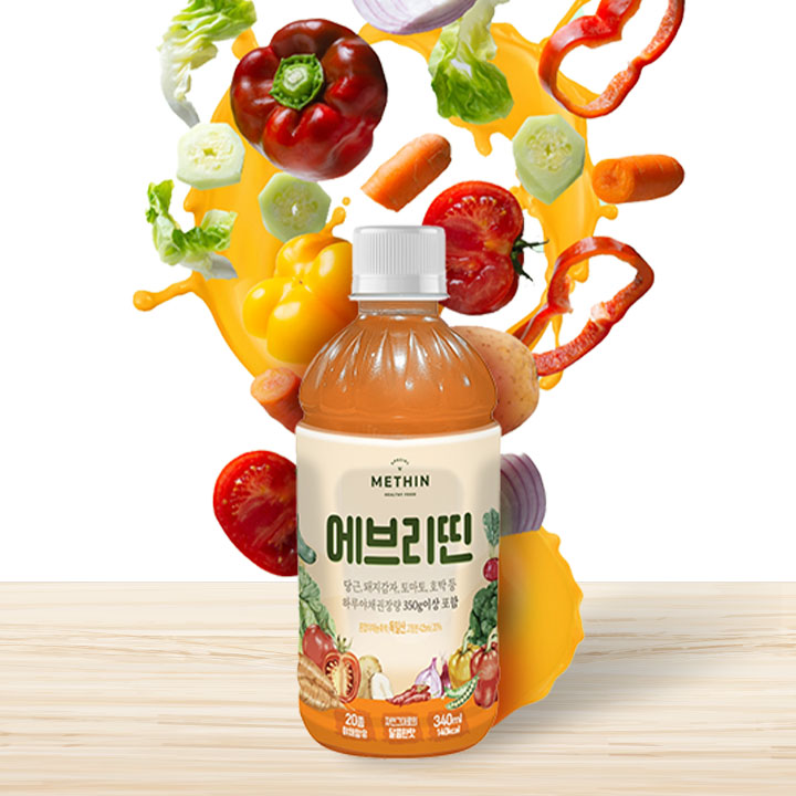 METHIN 에브리띤 무설탕 야채주스 340ml X 10개. HACCP 하루 한병 20가지 야채 섭취