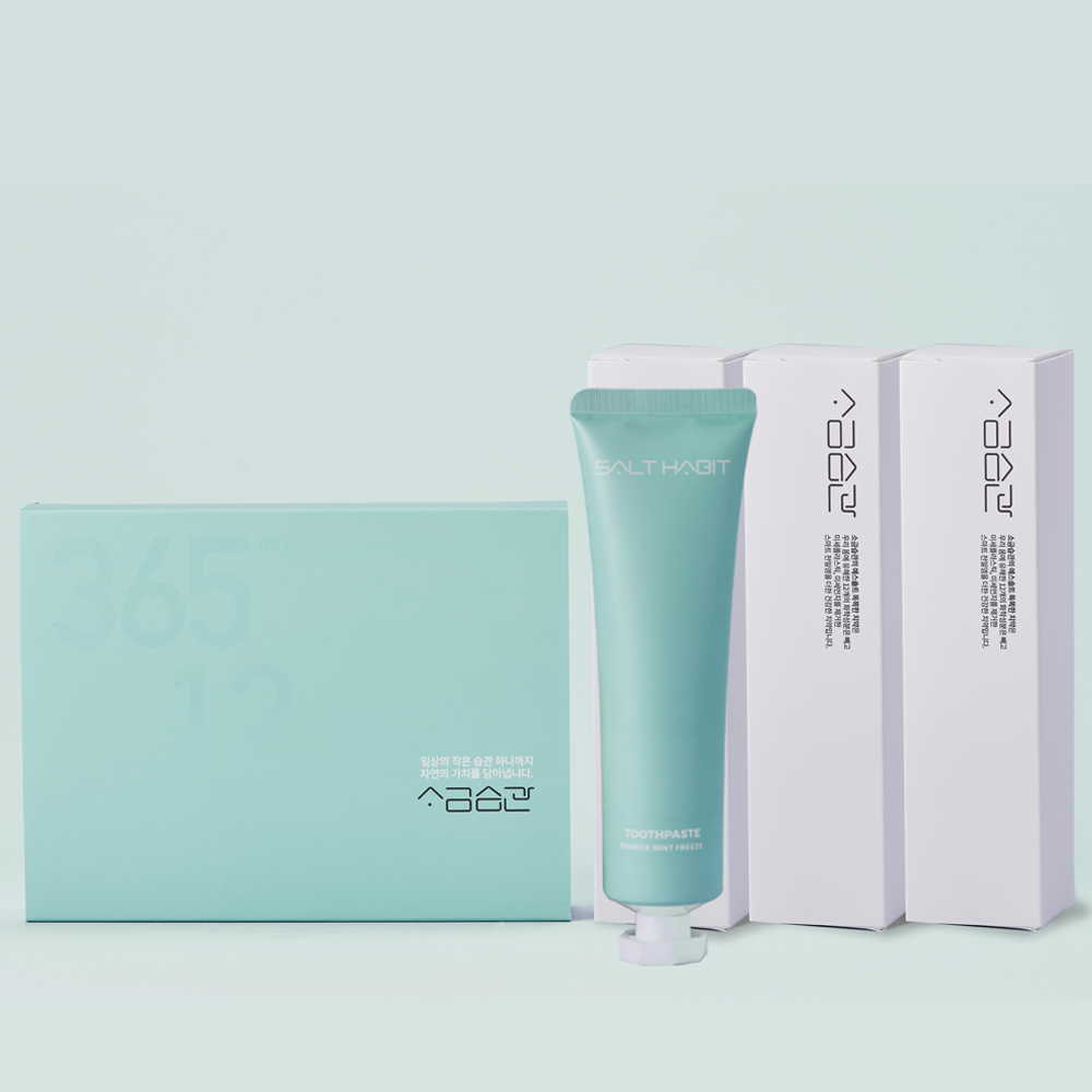 소금습관 합성 계면활성제없는 천일염 천연 치약 120g x 3개입(선물세트)