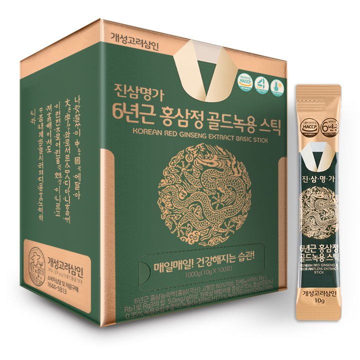 개성고려삼인 진삼명가 6년근 홍삼정 골드녹용 홍삼 스틱 10g 100포 대표이미지 섬네일