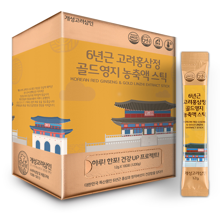 개성고려삼인 6년근 홍삼정 골드영지 농축액 홍삼스틱 12g 100포 대표이미지 섬네일