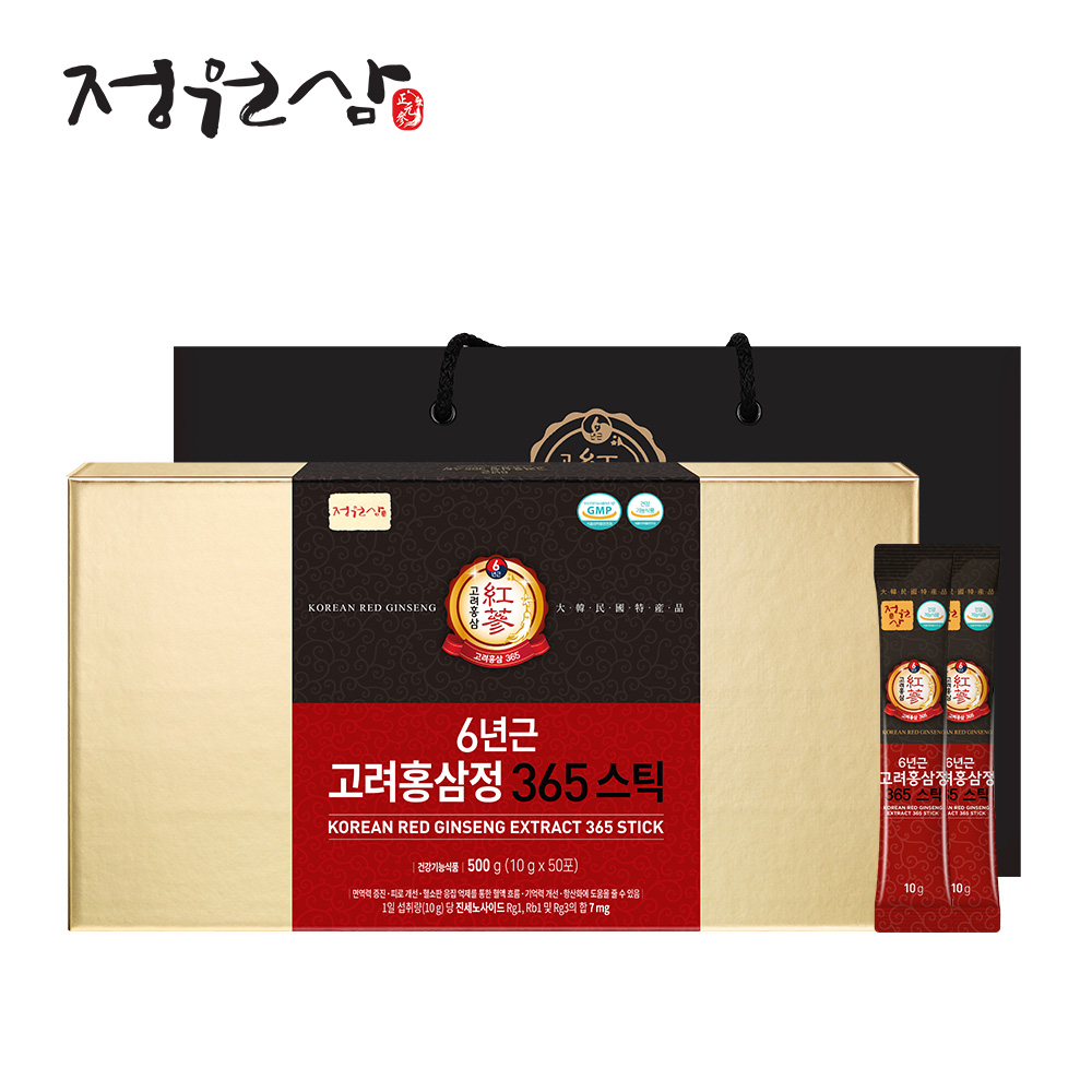 [정원삼] 6년근 고려홍삼정 365스틱 10g x 50포 + 쇼핑백