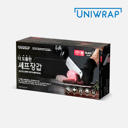 유니랩 더 도톰한 셰프장갑 블랙 100매 대표이미지 섬네일