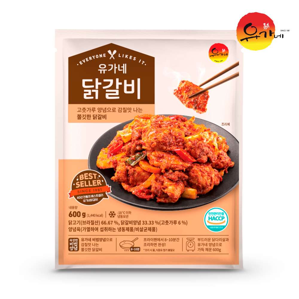 유가네 닭갈비 600g (2인분) 1팩/2팩/5팩