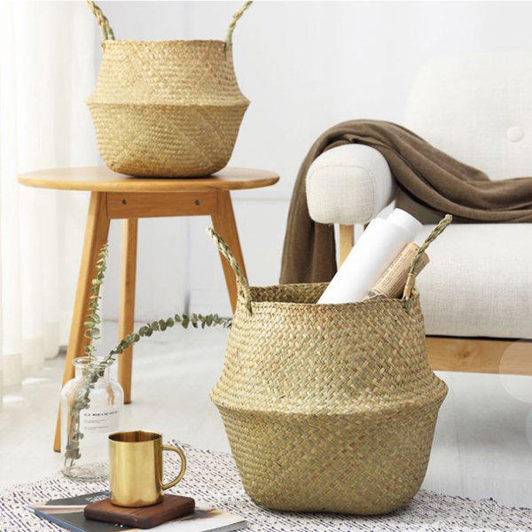 접이식 해초 왕골 라탄 화분 바구니 바스켓