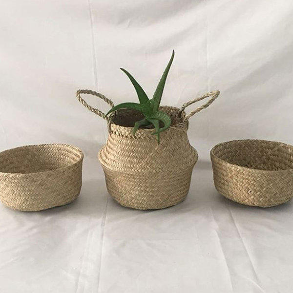접이식 해초 왕골 라탄 화분 바구니 바스켓