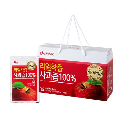 [리얼착즙] 물한방울 넣지않은_사과즙 100% 80ml (30포-120포)