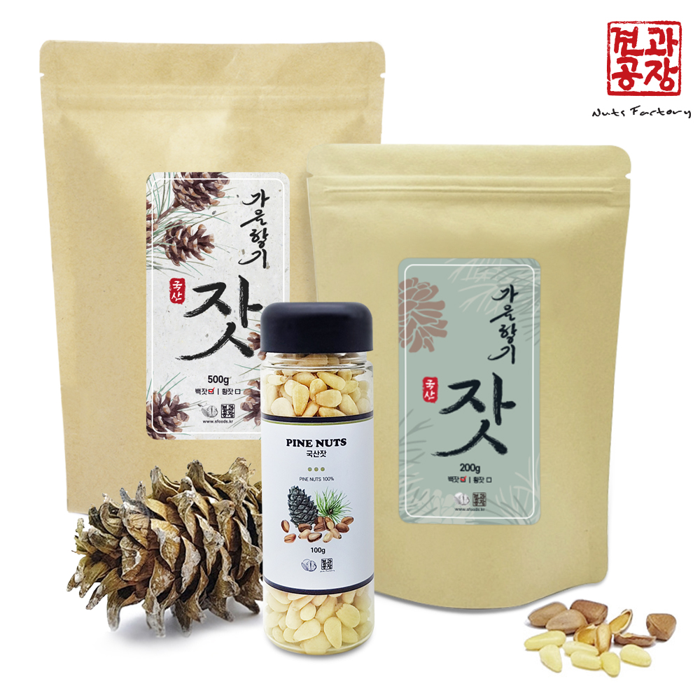 [견과공장]가을향기 국산 잣 가평잣 100g 200g 300g 500g 1등급 백잣 대표이미지 섬네일
