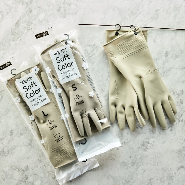 홈에디션명진 소프트베이지 고무장갑 1세트 (소,중,대) 대표이미지 섬네일