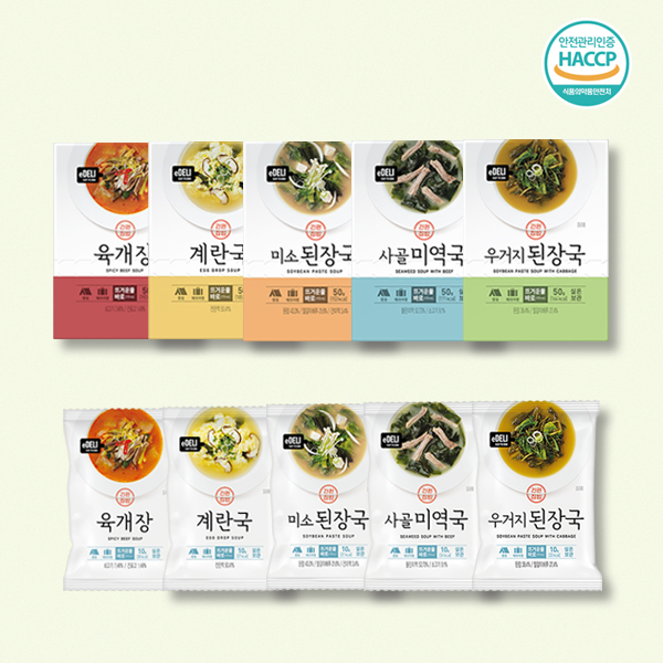 eDELI 즉석국 사골미역국/우거지된장국/계란국/미소된장국/육개장 5종 택1 50g(10g*5)