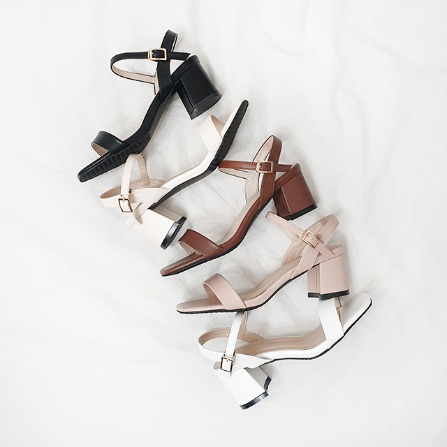 브먼 스퀘어 한줄 스트랩 빅사이즈 통굽 키높이 샌들7cm