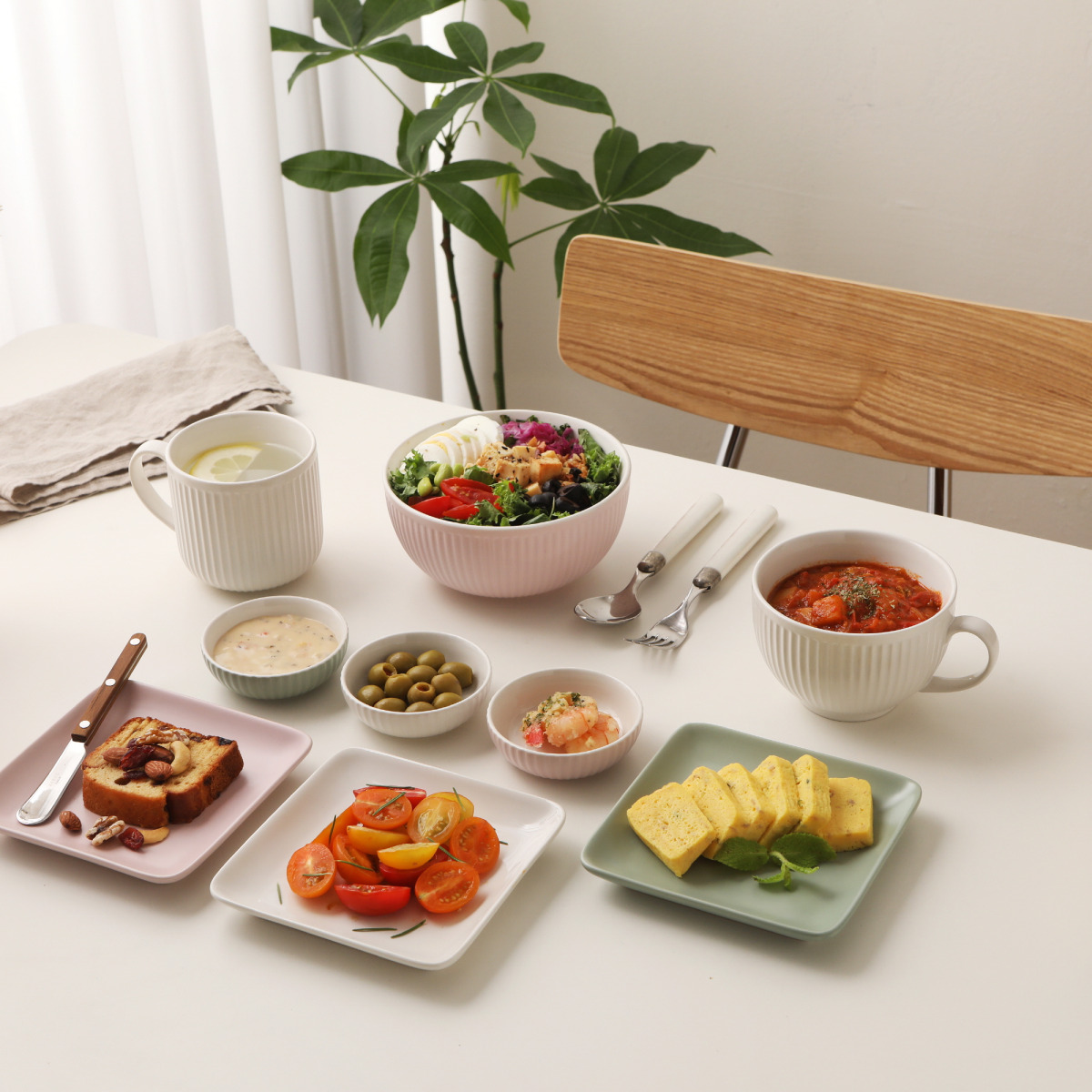 리브 면기 3p세트_화이트,그린,핑크