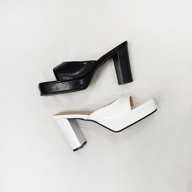 리린 스퀘어 가보시 통굽 키높이 슬리퍼 힐 10cm