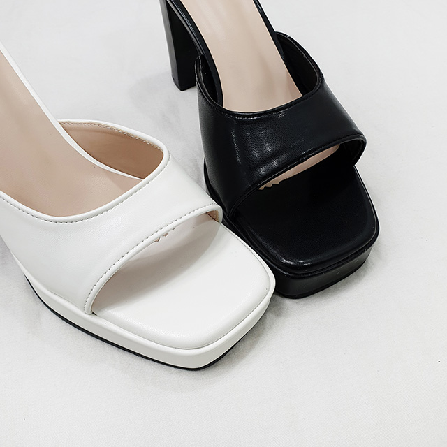 리린 스퀘어 가보시 통굽 키높이 슬리퍼 힐 10cm