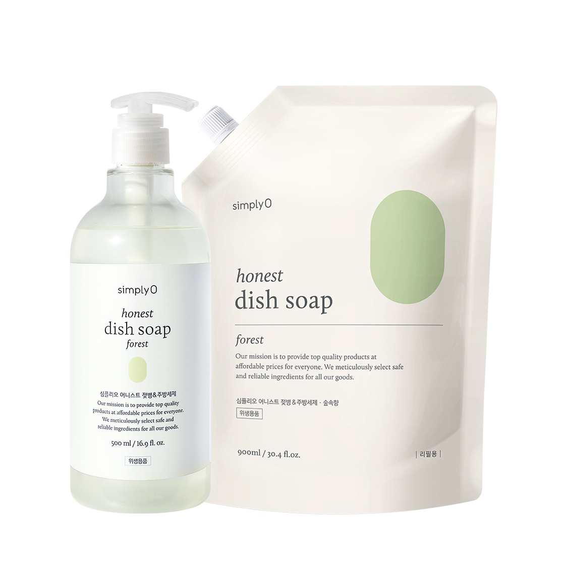 심플리오 어니스트 주방세제 포레스트향 (본품500ml,리필900ml)