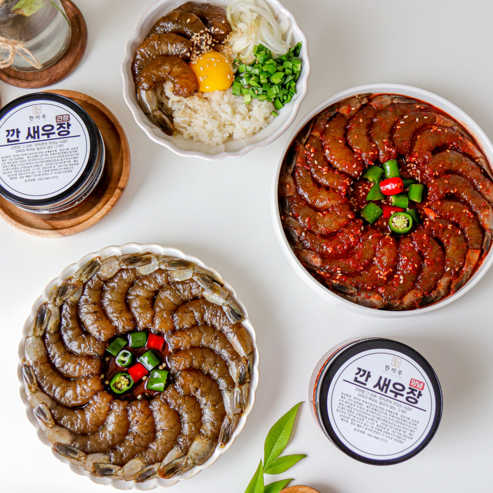 한끼루 깐새우장 간장 양념 새우장 대하장 350gx2통