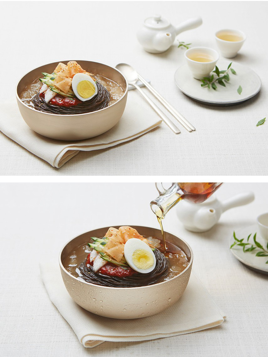 [모라] [유천냉면] 물냉면 2인분*1팩+비빔냉면 2인분*1팩+김치왕만두 1봉