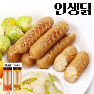 인생닭 닭가슴살 소시지 훈제맛 / 치즈맛 100g 2종 10팩 대표이미지 섬네일