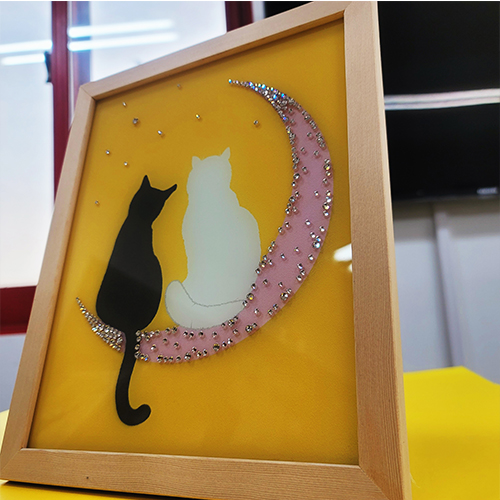 큐빅 고양이 그림 미니 액자