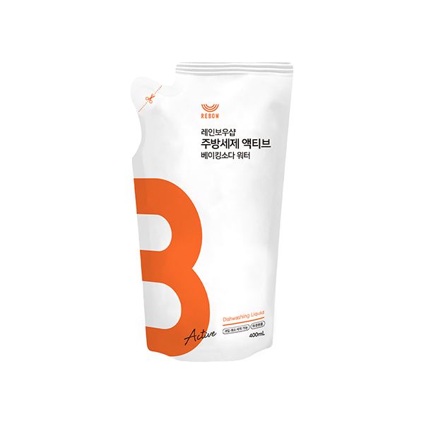 [레인보우샵]주방세제 액티브 베이킹소다 워터 400ml 리필