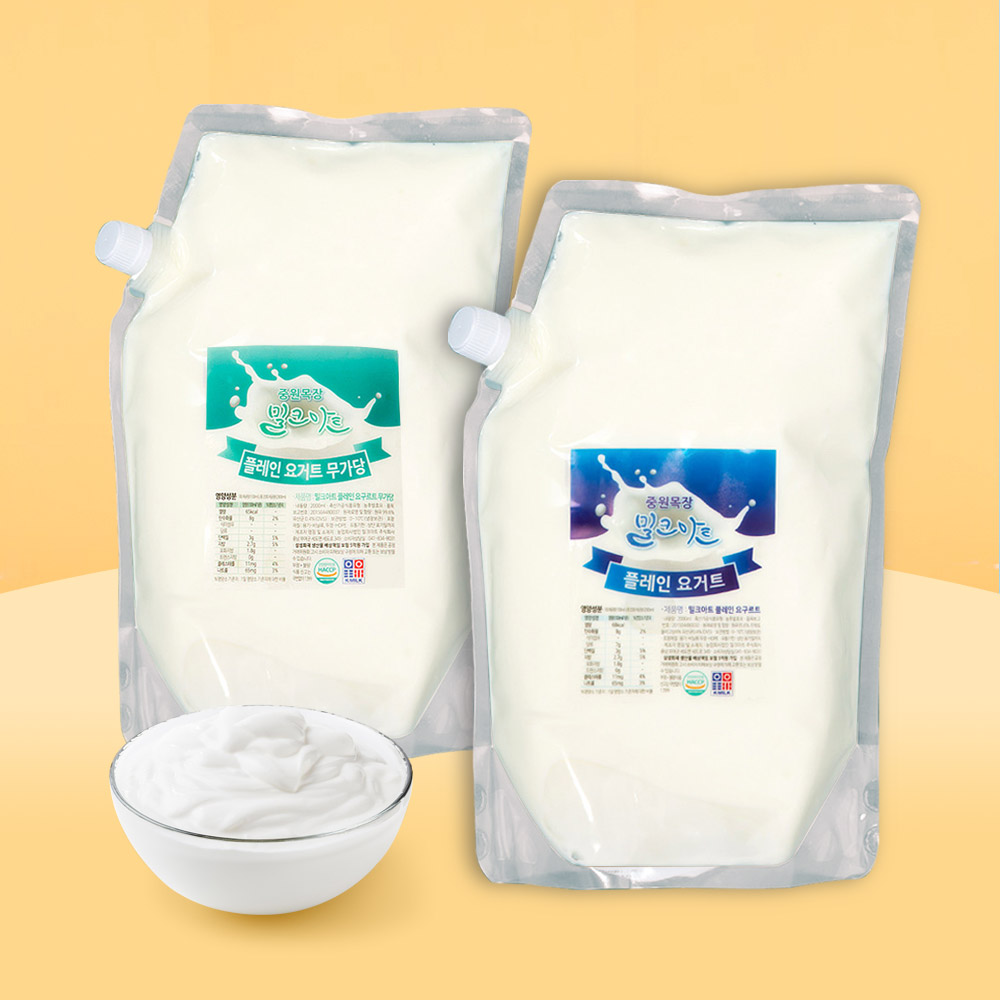 밀크아트 수제요거트 플레인요거트 1000ml 2팩 [무가당/가당]