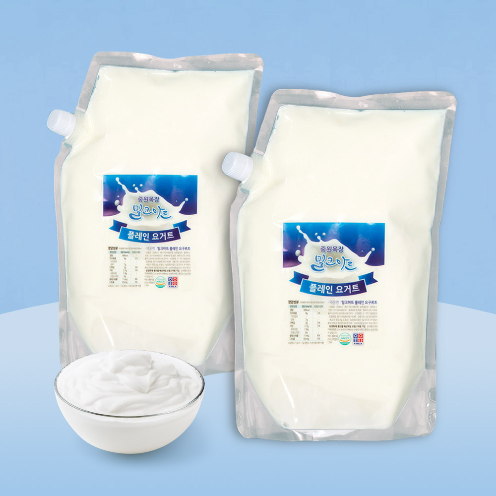 밀크아트 수제요거트 플레인요거트 1000ml 2팩 [무가당/가당]