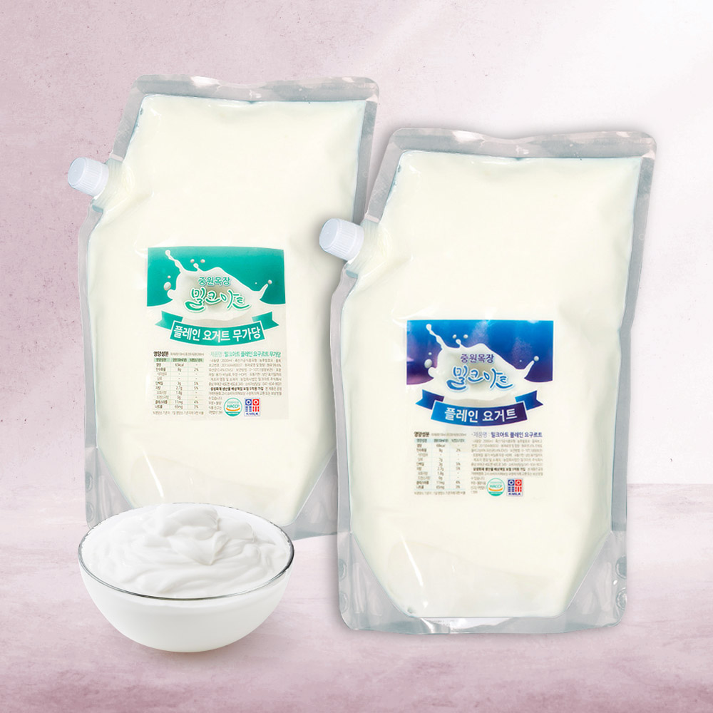 밀크아트 수제요거트 플레인요거트 2000ml 2팩 [무가당/가당]