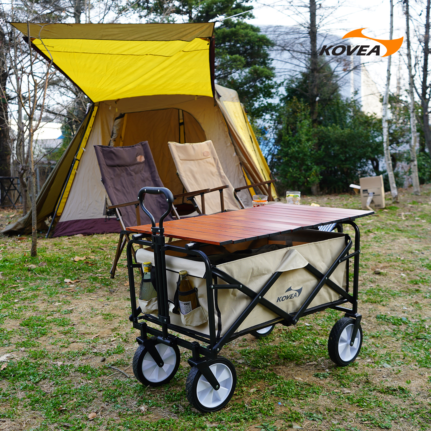[코베아] 아웃도어 캠핑 웨건+우드트레이