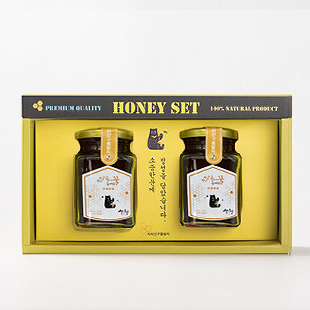 지리산 반달곰이 훔쳐먹은 산청 천연벌꿀 달곰꿀 유리병 250g 2종 선물세트