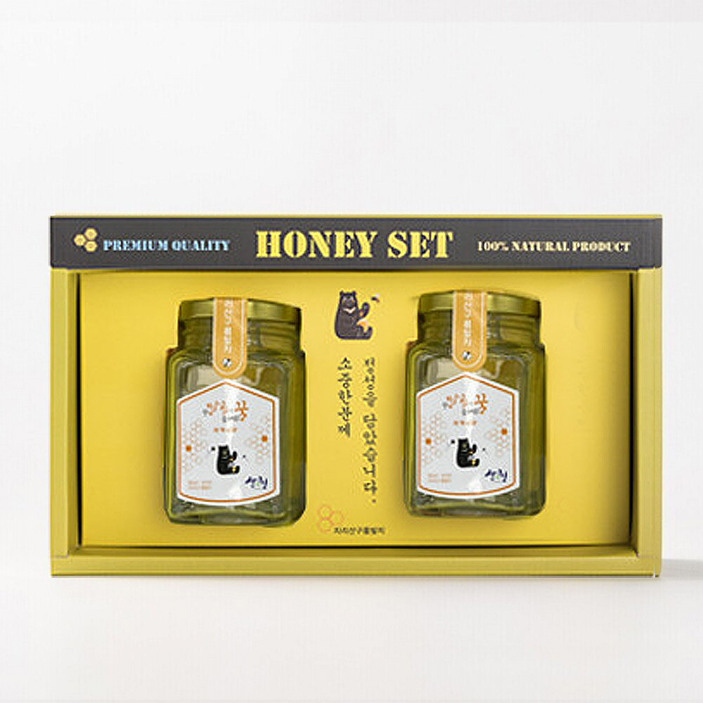 지리산 반달곰이 훔쳐먹은 산청 천연벌꿀 달곰꿀 유리병 250g 2종 선물세트