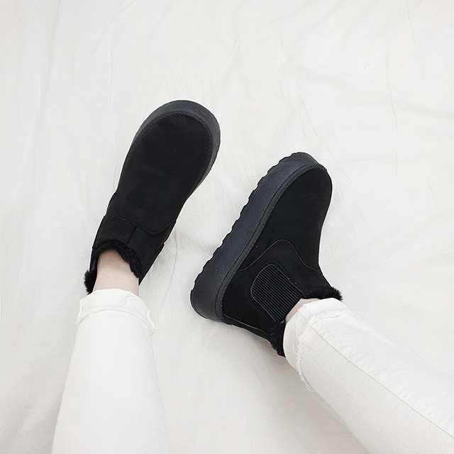 플타 첼시 밴딩 스웨이드 털안감 키높이 통굽 숏부츠 4cm