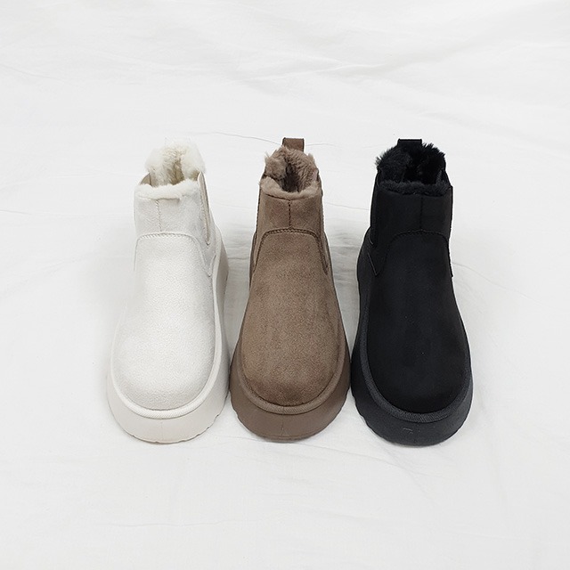 플타 첼시 밴딩 스웨이드 털안감 키높이 통굽 숏부츠 4cm