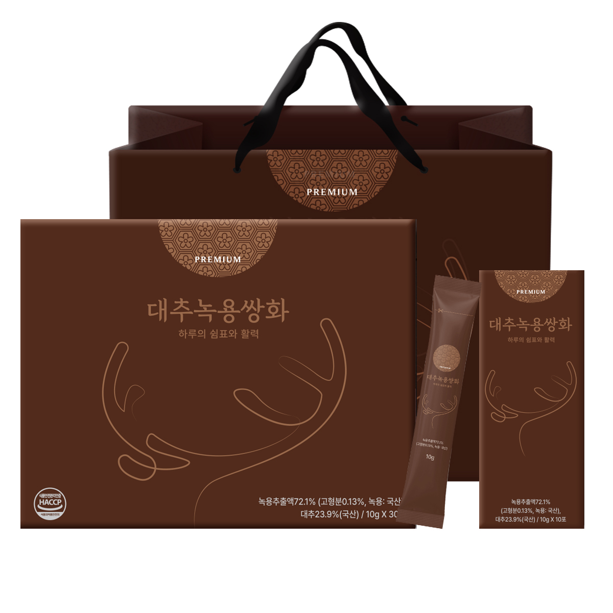 구록원 녹용대추쌍화차 스틱 10g x 30포 선물포장 쇼핑백