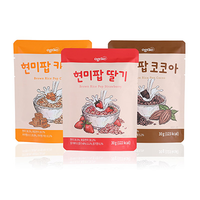 오그래 현미팝 30g (코코아,딸기,카라멜) 15팩