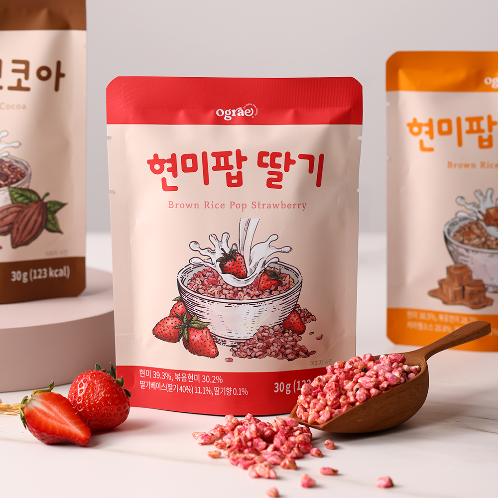 오그래 현미팝 30g (코코아,딸기,카라멜) 15팩 대표이미지 섬네일