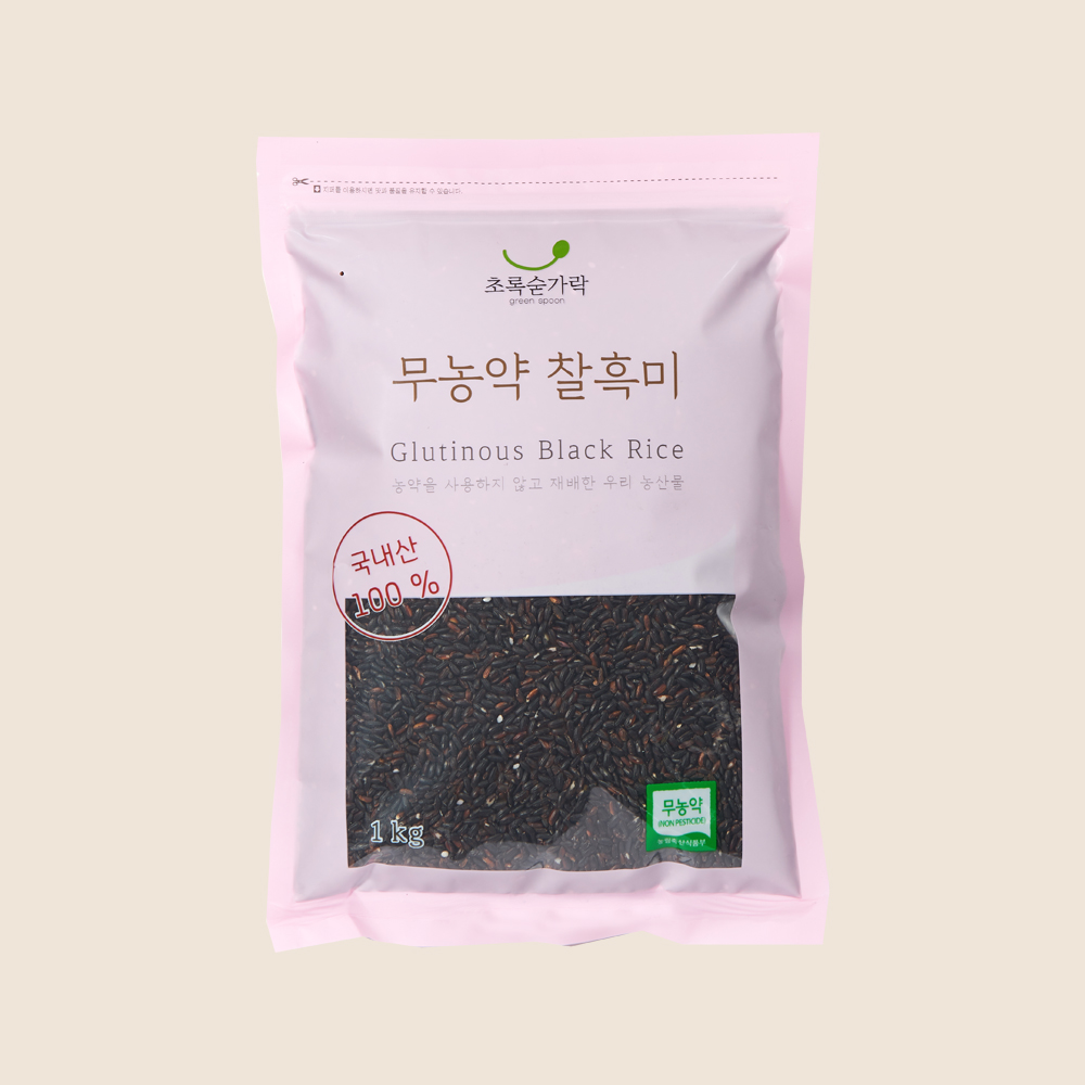 초록숟가락 무농약 찰흑미 1kg / 3kg