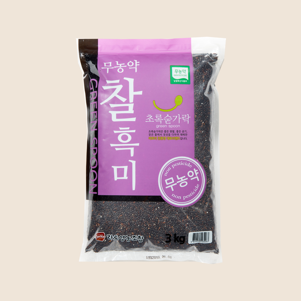 초록숟가락 무농약 찰흑미 1kg / 3kg