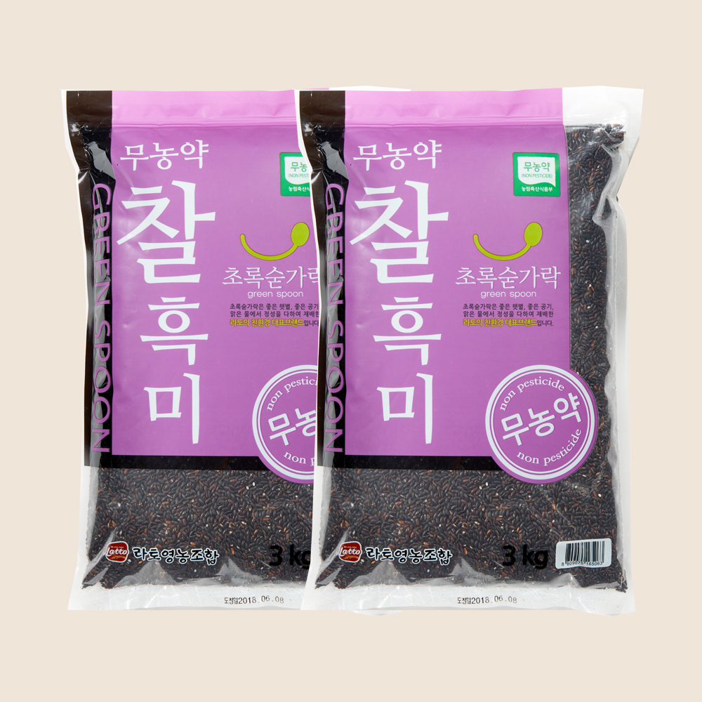 초록숟가락 무농약 찰흑미 1kg / 3kg
