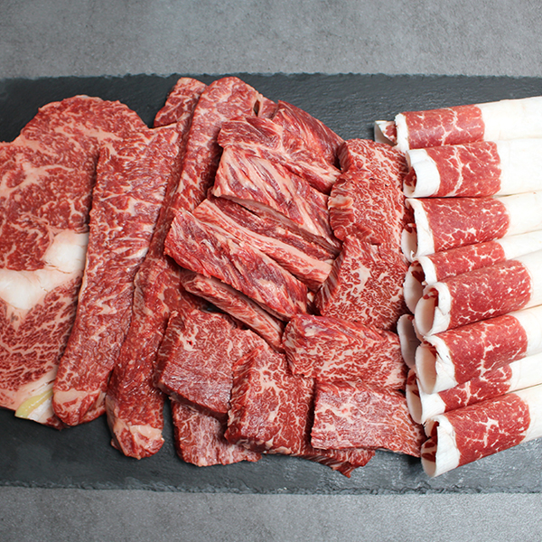 [한성가횡성한우]정품 횡성한우 투뿔등급 구이세트 6호 1kg(등심200g,채끝 200g,갈비살 200g,차돌박이 200g X 2)