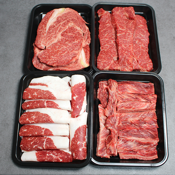 [한성가횡성한우]정품 횡성한우 투뿔등급 구이세트 4호 800g(등심200g,채끝 200g,갈비살 200g,차돌박이 200g)