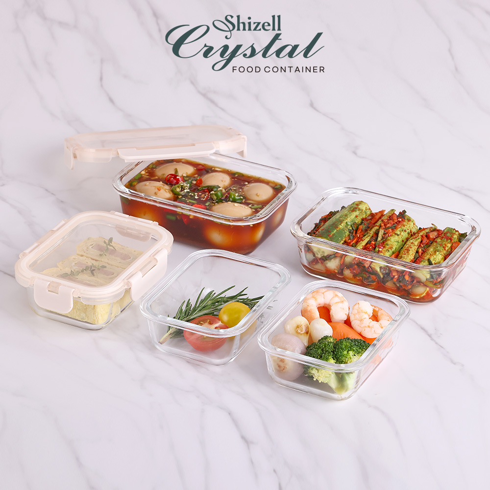 쉬젤 크리스탈 내열밀폐용기세트(직사각/원형)