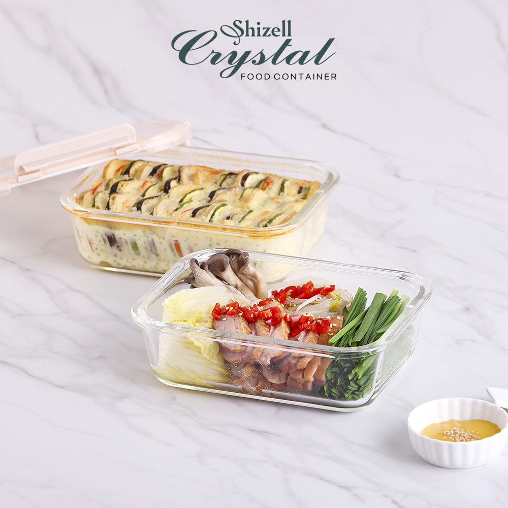 쉬젤 크리스탈 내열밀폐용기세트(직사각/원형)