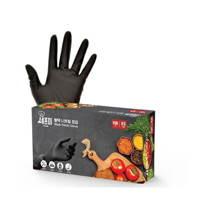 셰프미 블랙 니트릴장갑 100매