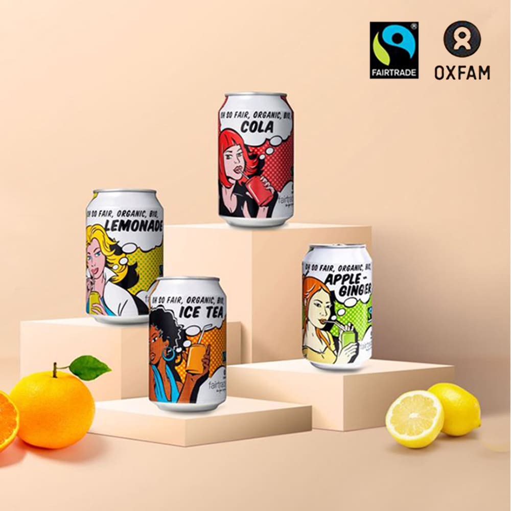 [★유통기한 임박특가★ ~09.07까지] 공정무역 옥스팜 100% 유기농 탄산음료 330ml (콜라/레모네이드/애플진저/아이스티)