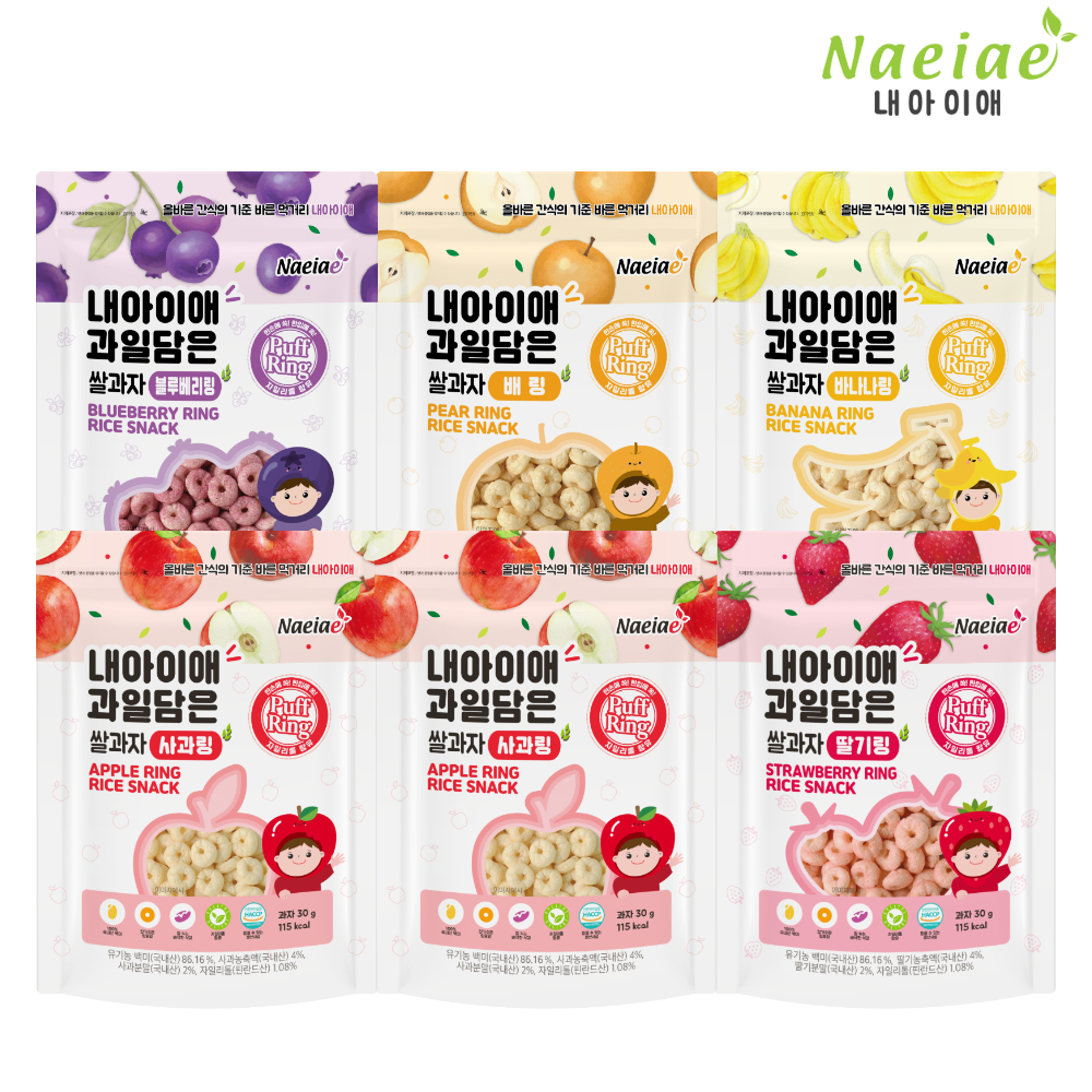 [내아이애] 과일담은 자일리톨 쌀과자 6봉 셋트