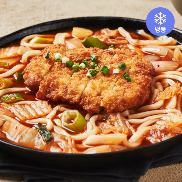 쿡솜씨프렙 돈까스김치나베+우동사리 밀키트 냉동 1인분