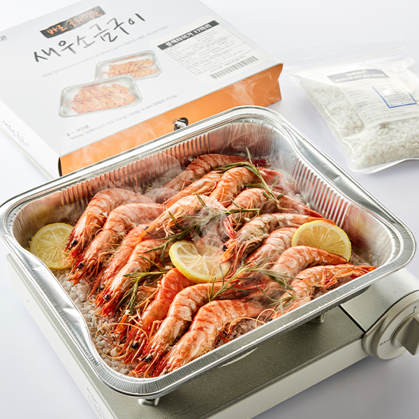 바로 구워먹는 블랙타이거 새우 소금구이(500g+천일염400g)