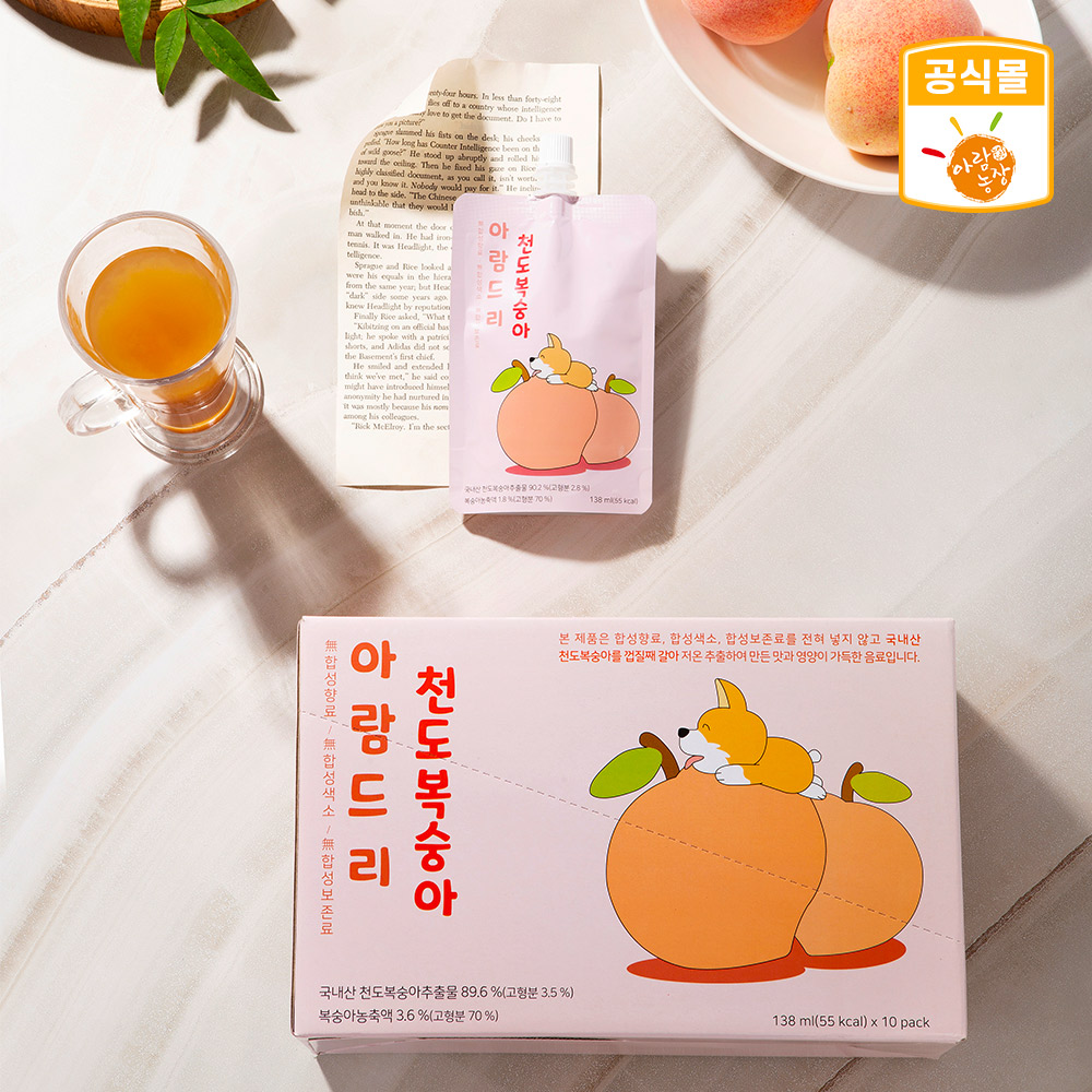 아람농장 아람드리 천도복숭아 주스 138ml 10팩